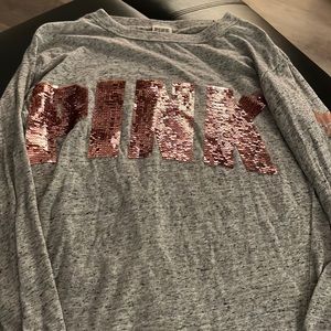 Rose Gold and Grey long sleeve PINK shirt